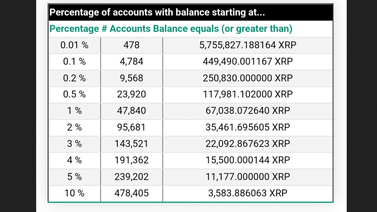 XRP Rich List Percentage